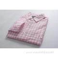 Men's Double Pockets Pink White Checked Shirts